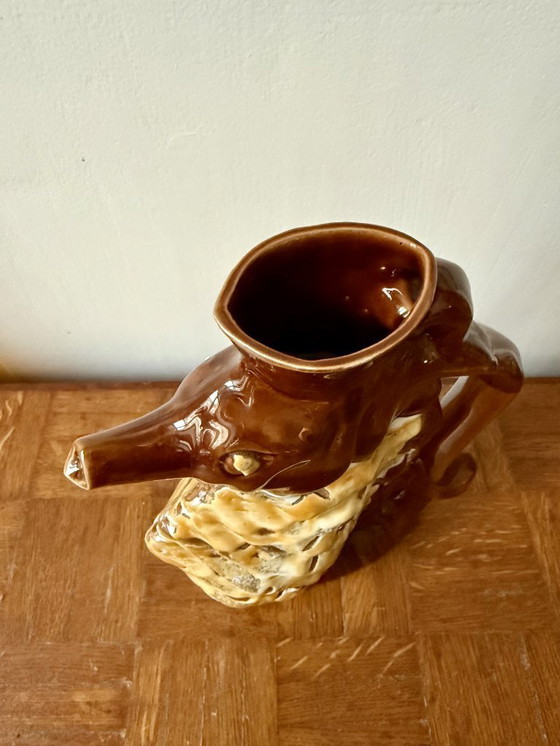 Image 1 of Brocca in terracotta vintage degli anni '60 a forma di cavalluccio marino, proveniente dall'Île de Ré, ceramica fatta a mano.