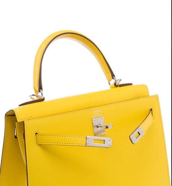 Image 1 of Borsa HERMES Kelly 25 in cuoio giallo - 103488