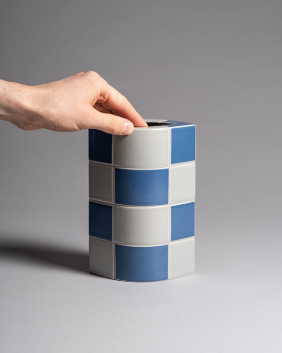 Image 1 of Postmodern Rosenthal Porcelain Vase DUO Jan v.an der Vaart Memphis Style 1980s