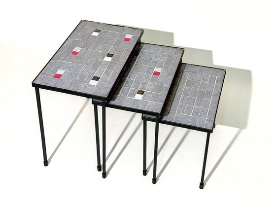 Mesas auxiliares de mosaico – Metal, Vintage (photo 6 of 19)