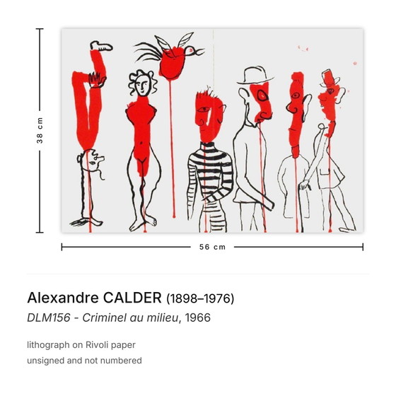 Alexandre CALDER Lithographie DLM156 – Criminel Au Milieu 1966 – Lithographien & Drucke, Paper (photo 3 of 5)