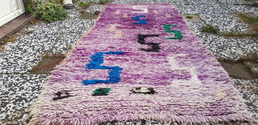 Hand-knotted Berber wool rug 187x78cm