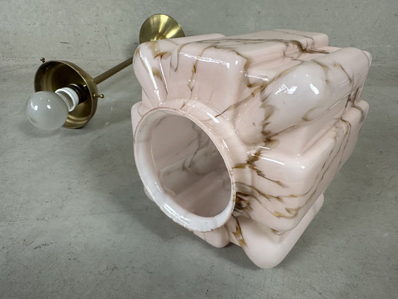 Image 1 of Grattacielo Art Déco - rosa opalino marmorizzato e ottone