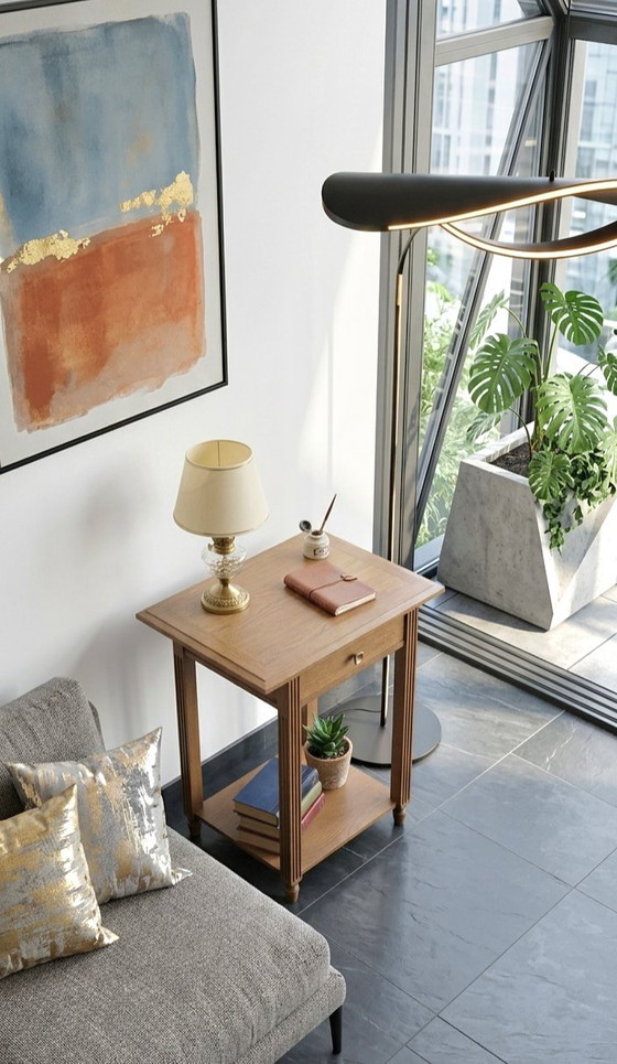Image 1 of Oak side table – Architectural lines, modernist spirit 1940