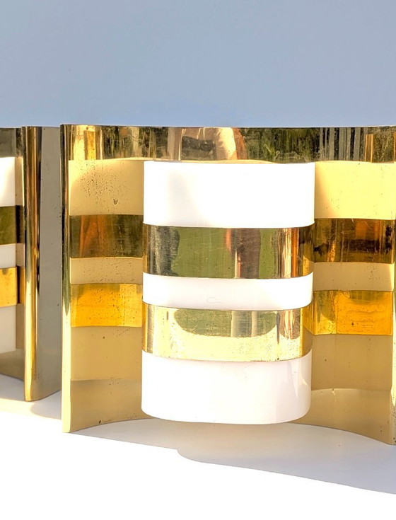 Image 1 of Pair of wall lamp Hans-Agne Jakobsson – Model V334/1 in brass with translucent plastic shades