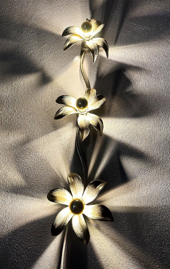 Lampada a fiore vintage Willy Daro, Applique, Metallo, Dorato (foto 9 di 10)