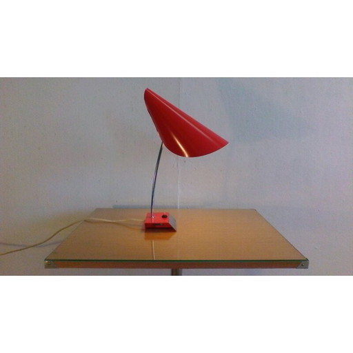 Lámpara de mesa vintage roja de Josef Hurka (años 50)