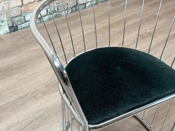 Vintage Wire Chair Set of 4 – Chrome/Black | Space Age – Dining chairs, Textile (photo 15 of 17)
