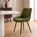 Set di 4 sedie imbottite color verde oliva - sedie da pranzo rivestite in tessuto ciniglia di alta qualità e con gambe in metall