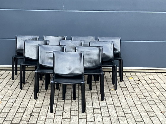 Image 1 of 10x Chaise de cabine Cassina Mario Bellini Harnais en cuir noir