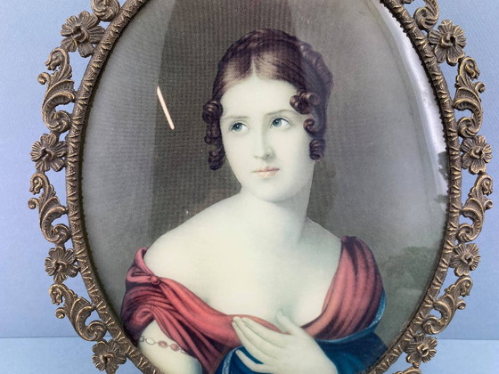 Ritratto Illuminato Vintage Paolina Bonaparte 40cm – Applique, Glass, Wood (photo 5 of 9)