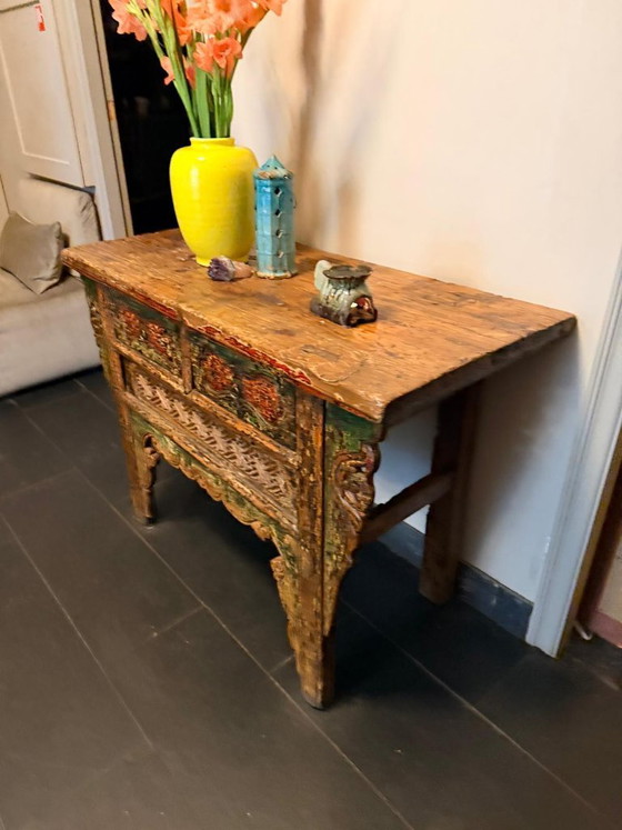 Consolle orientale con intagli in legno colorati – Console, Wood (photo 2 of 10)