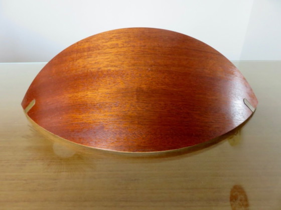 Image 1 of Par de apliques escandinavos de madera curvada con detalles de latón, 1980