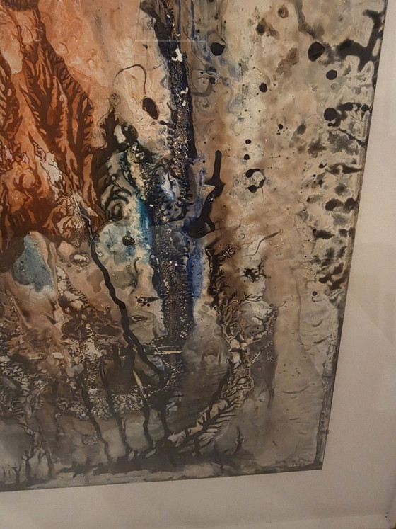 Dries Van den Broeck (1923-1995), Original Abstract Material Work (1992), Art, Glass, Paper, Beige (photo 8 of 13)
