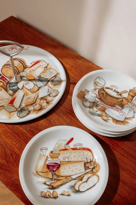 Image 1 of Vintage French cheese plates + large serving dish