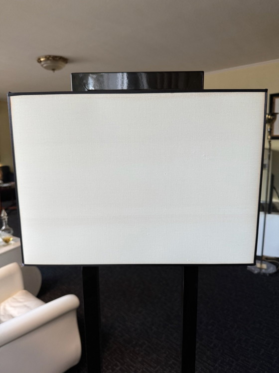 Lambert „Naoko“ Designer Floor light, Black Piano Lacquer & Cotton, Wood, White (photo 5 of 7)