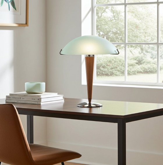 Image 1 of Vintage IKEA Kvintol mushroom table lamp with a frosted glass shade