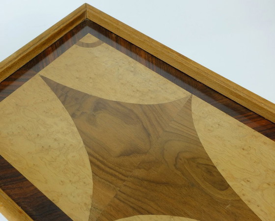 Image 1 of beautiful art déco TRAY marquetry from different types of wood 1920s 1930s serving tray