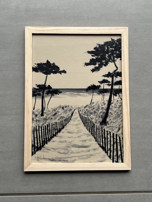 Inkt op 250 grams natuurlijk papier. 30x21 cm.