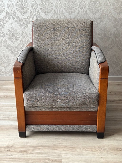 Fauteuil Schuitema Art Deco (Decoforma) - Meuble design vintage en bon état, Warm brown/grey