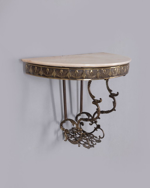 Console italienne vintage des années 1950 en laiton et marbre – Brass (photo 2 of 11)