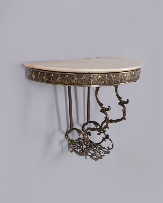 Console italienne vintage des années 1950 en laiton et marbre – Brass (photo 2 of 11)