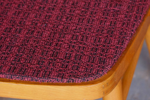 Set of Four Original Mid-Century Chairs, by Antonín Šuman, Beech, Czech, 1960s – eetkamerstoelen, Textile (photo 2 of 10)
