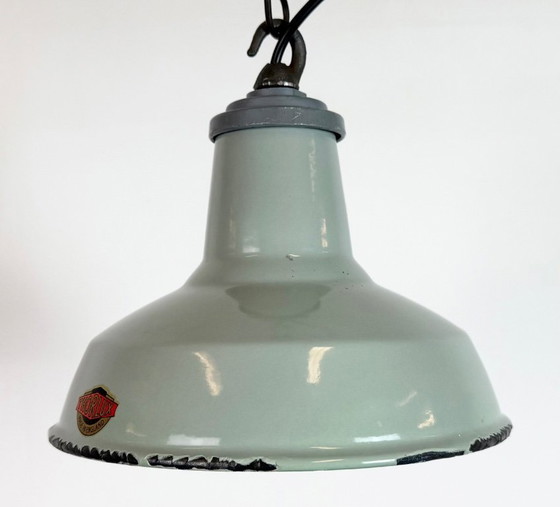 Image 1 of Industriële grijze geëmailleerde hanglamp van Thorlux uit de jaren 60.