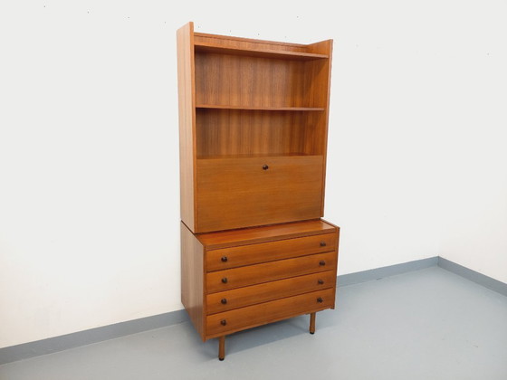 Image 1 of Meuble Bibliothèque Secrétaire de Rangement avec Commode Vintage en Teck des Années 60 70