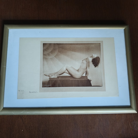 Image 1 of Photographie originale de nu Art déco de J. Mandel, Paris – Tirage sépia français – Encadrée