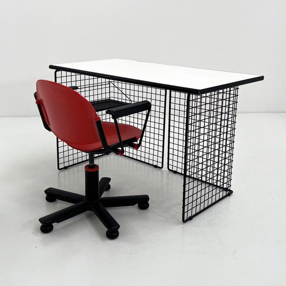 Image 1 of Schreibtisch aus schwarzem Draht, 1980er Jahre