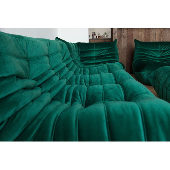 Image 1 of Togo vintage living room set in green velvet by Michel Ducaroy for Ligne Roset, France 1973