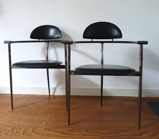 Image 1 of Ensemble de quatre (4) chaises de salle à manger « Stiletto » Arrben Italie années 1980