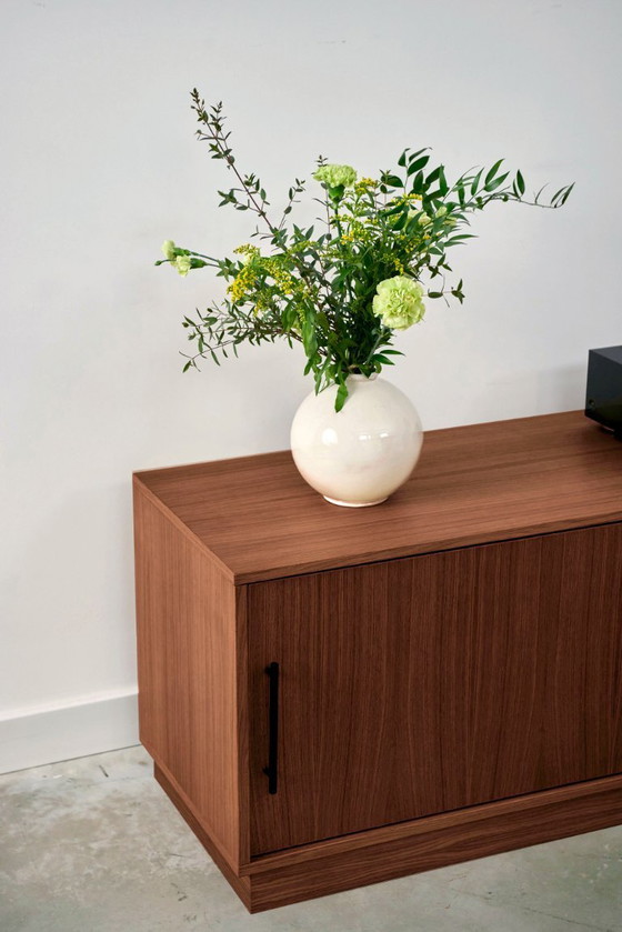 Image 1 of Dressoir gebeitst teak T-S01 schuifdeur en 2 laden 200