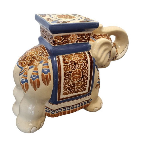 Image 1 of Vintage ceramic elephant statue plant table from the 1970s