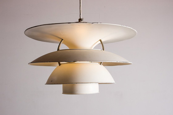 Image 1 of Danish suspension lamp in brushed metal, Model PH 6 ½ -6V Called "Charlottenborg" by Poul Henningsen for Louis Poulsen