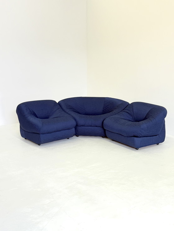 Image 1 of Modular Sofa / Armchairs Space Age Set in Blue by Airborne