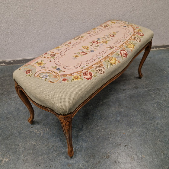 Image 1 of Louis XV boudoir bench Antique needlepoint