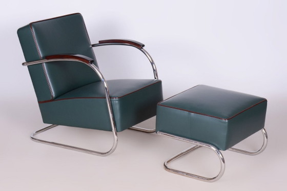 Restored Bauhaus Stool, by Robert Slezák, Chrome, Leather, Czech, 1930s (photo 10 of 20)
