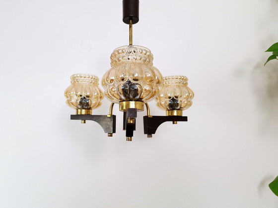 Image 1 of Mid Century Bellenkroonluchter / Vintage Hanglamp / Rustiek Elegant Lichtarmatuur / Joegoslavië jaren 1970 / Hanglamp
