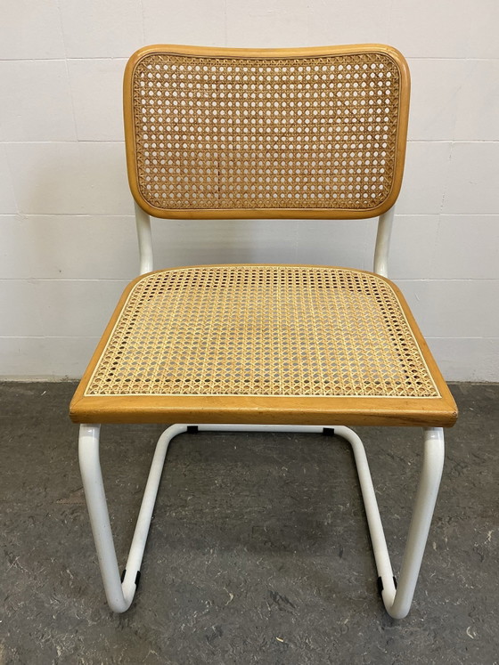 1x Chaise Vintage Cesca Breuer, Chaises de salle à manger, Bois, Métal, Blanc (photo 7 sur 11)
