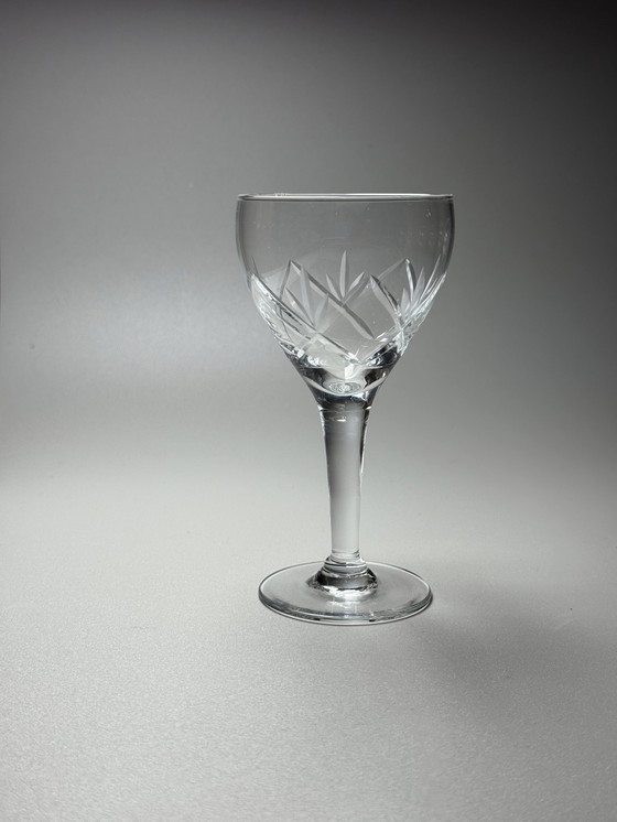 Image 1 of Holmegaards Glasværk - Años 20 - Juego de 8 copas de cóctel y aperitivo de cristal grabadas a mano - Modelo Ulla