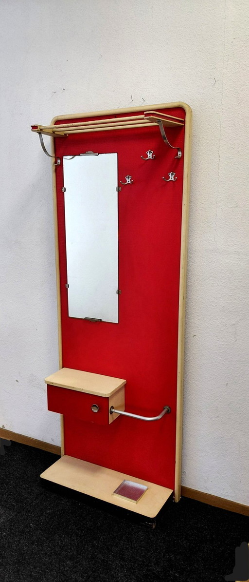 Fifties wall wardrobe in red with ivory white