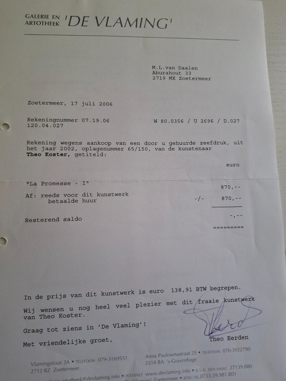 Image 1 of La Promesse 1 - Theo Koster