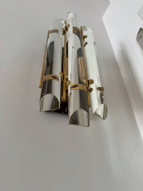 Image 1 of Wandleuchten aus Kristallbaguette aus den 1980er Jahren