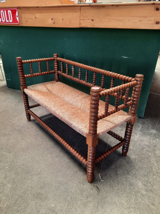 Banc bobine vintage – Bois, Osier (photo 2 of 10)