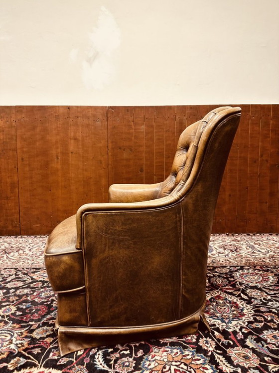 Englischer Chesterfield Club-Sessel braun – Leder (photo 3 of 7)