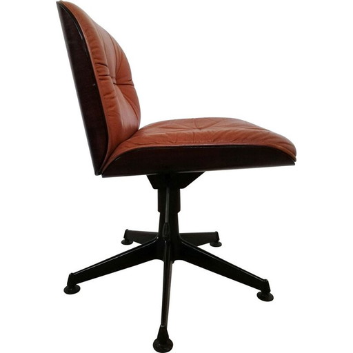 Fauteuil en cuir vintage par Ico Parisi pour Mim
