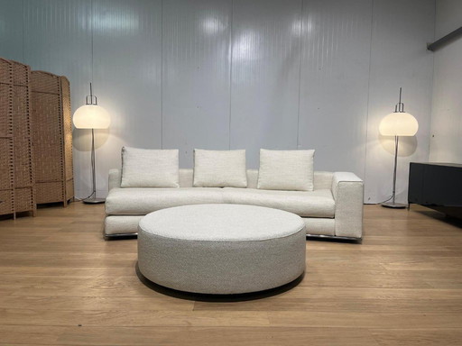 Fauteuil d'angle Minotti Hamilton + repose-pieds, neuf et rembourré