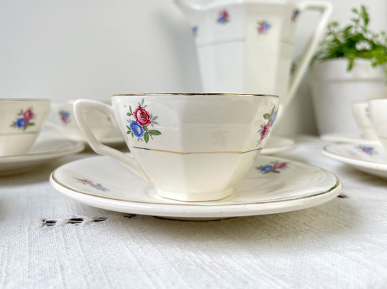 Image 1 of Service à Thé Vintage en Porcelaine Fleurie Digoin Sarreguemines